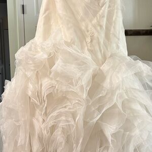 Ivory Ruffled Organza Bridal Gown with defects